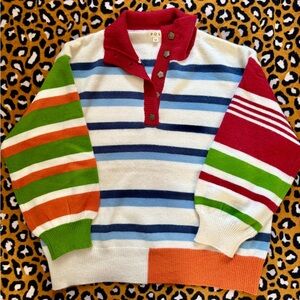 POL Oversize Multicolor Striped Rugby Sweater
